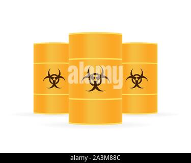 Barrel von biologisch gefährlichen Abfälle, Radioaktive Abfälle auf weißem Hintergrund. Vector lieferbar Abbildung. Stock Vektor