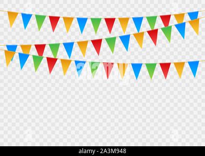 Geburtstag Einladung Banner. Satz von Flag Girlanden. Vector Illustration. Stock Vektor