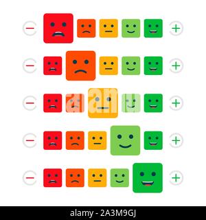 Feedback Konzept Design, Emotionen Skala Hintergrund und Banner. Vector lieferbar Abbildung. Stock Vektor