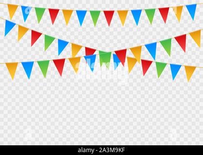 Geburtstag Einladung Banner. Satz von Flag Girlanden. Vector Illustration. Stock Vektor