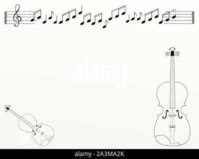 Violinen auf weißem Hintergrund Stockfoto