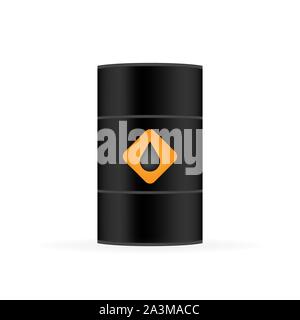 Leere realistische black Barrel Erdöl auf weißem Hintergrund. Vector Illustration. Stock Vektor