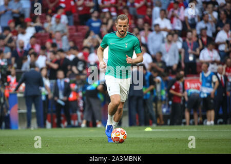 MADRID, Spanien - Juni 01, 2019: Harry Kane (Tottenham) dargestellt, während das Finale der UEFA Champions League 2019/20. Stockfoto