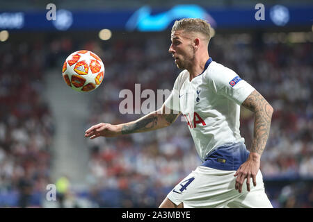 MADRID, Spanien - Juni 01, 2019: Toby Alderweireld (Tottenham) dargestellt, während das Finale der UEFA Champions League 2019/20. Stockfoto