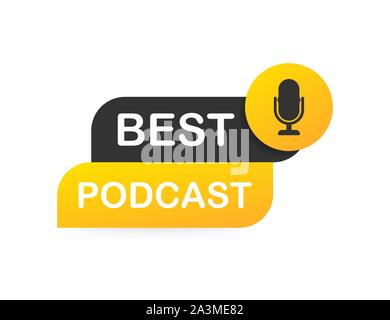 Bester Podcast. Abzeichen, Symbol, Stempel, Logo. Vektorgrafik. Stock Vektor