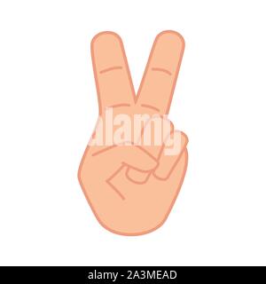 Umrisse Flachbild männliche Hand mit Sieg Geste. Stock Vektor