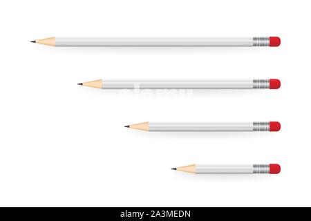 Gelbe realistische Bleistift mit Schatten. Vector Illustration auf weißem Hintergrund. Stock Vektor