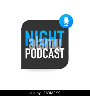 Nacht Podcast Symbol, Vektor Symbol in flachen isometrische Stil auf Farbe Hintergrund isoliert. Vector Illustration. Stock Vektor