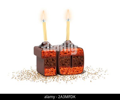 Geburtstag Kuchen weißer Hintergrund Stockfoto