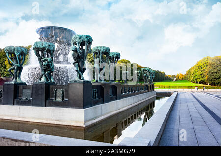 Vigeland Skulpturenpark (Frogner Park), den großen grünen Bereich, in Oslo, Norwegen. Stockfoto