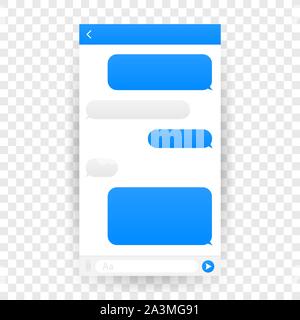 Chat Schnittstelle Anwendung mit Dialog Fenster. Clean Mobile UI Design Konzept. Sms Messenger. Vector Illustration. Stock Vektor