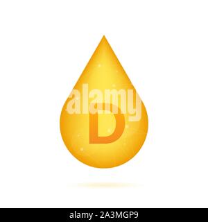 Vitamin-D-gold glänzenden Symbol. Ascorbinsäure. Vector Illustration Stock Vektor