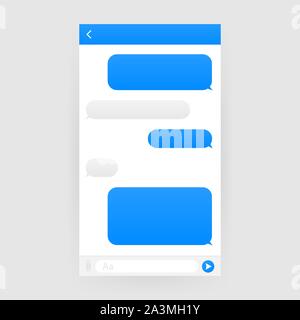 Chat Schnittstelle Anwendung mit Dialog Fenster. Clean Mobile UI Design Konzept. Sms Messenger. Vector Illustration. Stock Vektor