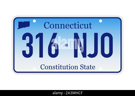 Nummernschild Connecticut. Vector Illustration auf weißem Hintergrund. Stock Vektor