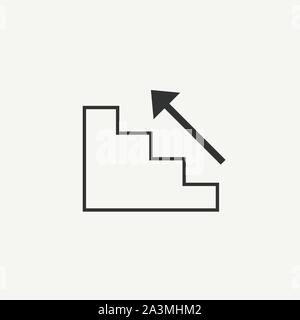 Treppe, Treppenhaus, bis Symbol. Vector Illustration, flache Bauform. Stock Vektor