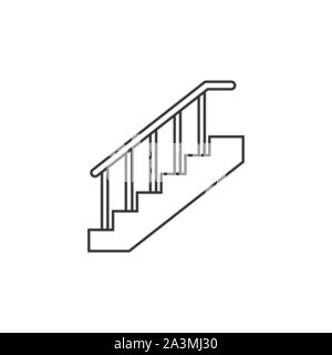 Treppe, Treppenhaus, bis Symbol. Vector Illustration, flache Bauform. Stock Vektor