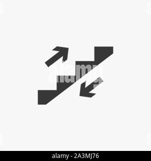 Treppe, Treppenhaus, bis Symbol. Vector Illustration, flache Bauform. Stock Vektor