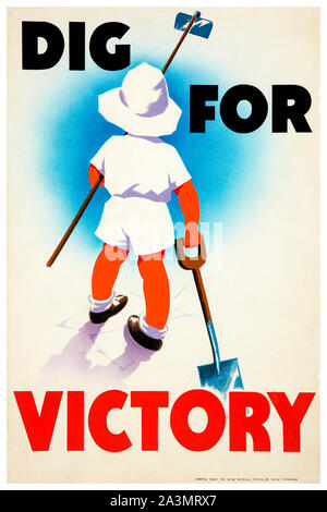Britische, WW2, Lebensmittelproduktion, Dig für Sieg, Poster, 1939-1946 Stockfoto