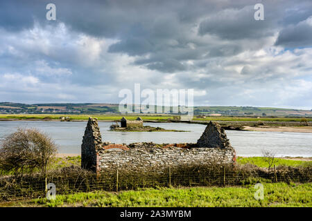 Überflutet Horsey Insel aus Brannenburg Marsh, Braunton, Devon, England. Stockfoto