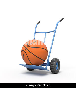 3D-Rendering von orange Basketball Ball auf einen Hubwagen Stockfoto