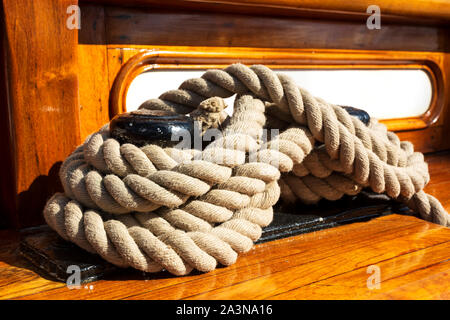 Rigging auf alten Segelschiff Stockfoto