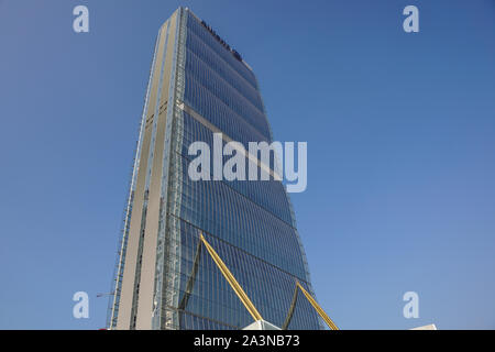 CITYLIFE, MAILAND, ITALIEN - Januar 13, 2019 - Allianz Turm wurde vom Architekten Isozaki ist eines der Symbole der Moderne und die Erneuerung der Stockfoto