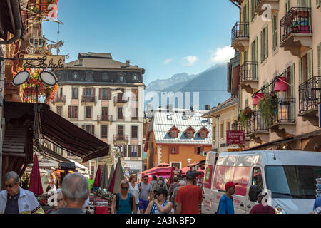 Chamonix in der Stadt, Frankreich Stockfoto