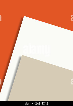 Papier mit leeren Raum für Text auf orangefarbenem Hintergrund Layout. Stockfoto