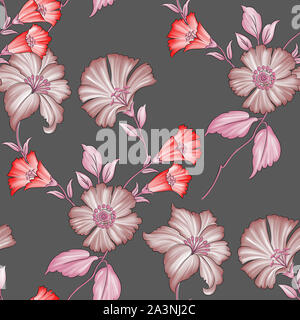 Dunkelgrau mit Blumen Design Stockfoto