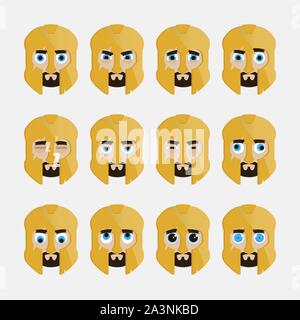 Satz von niedlichen gladiator Emoticons. Vector Illustration. Stock Vektor