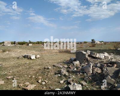 Ruinen der zerstörten Stadt in Nagorny Karabach Republik Tigranakert2019 Stockfoto