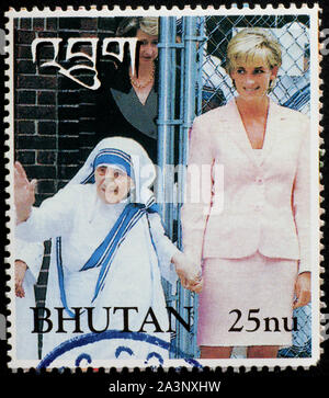 Lady Diana und Mutter Teresa auf Briefmarke Stockfoto