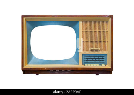 Vintage Fernsehen mit ausgeschnittenen Bildschirm auf weißem Hintergrund. Retro Fernsehen - alte vintage TV. Stockfoto