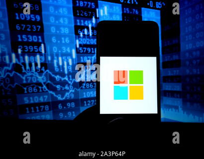 Indien. 9. Okt., 2019. In diesem Foto Illustration ein beliebter Standort online Suchmaschine Microsoft Logo auf einem Smartphone gesehen angezeigt. Credit: Avishek Das/SOPA Images/ZUMA Draht/Alamy leben Nachrichten Stockfoto