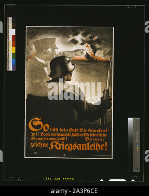 So hilft dein Geld dir kämpfen! In U-Boote verwandelt... zeichne Kriegsanleihe! / Bernhard. Stockfoto