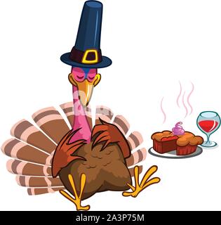 Thanksgiving cartoon Türkei Charakter schlafen. Isolierte Vector Illustration Clipart Stock Vektor