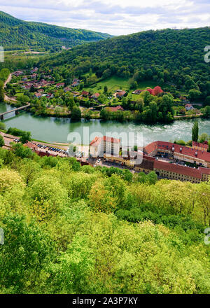 Landscape from Citadel of Besancon with River Doubs of Bourgogne Stockfoto
