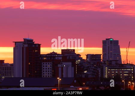 Bridgewater in Leeds bei Sonnenaufgang Stockfoto