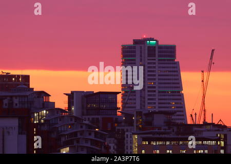 Bridgewater in Leeds bei Sonnenaufgang Stockfoto