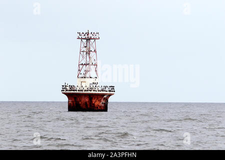 Das Winkelstück der Sims Leuchtturm in Delaware Bay war auf dem Turn gebaut oder "Winkelstück" des Kreuzes Ledge Shoal, die eine Gefahr für die Navigation. Stockfoto