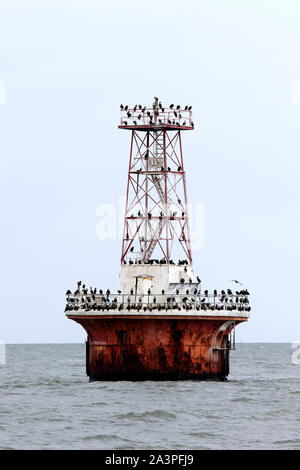 Das Winkelstück der Sims Leuchtturm in Delaware Bay war auf dem Turn gebaut oder "Winkelstück" des Kreuzes Ledge Shoal, die eine Gefahr für die Navigation. Stockfoto