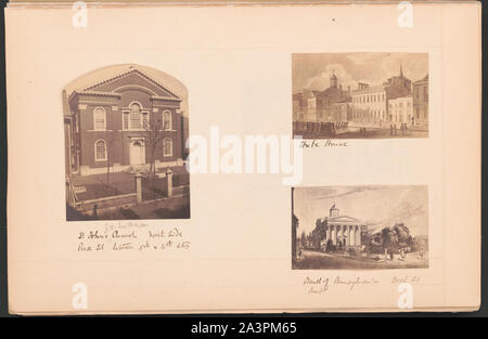 St. John's Church, Nordseite, Rennen St. zwischen 5. und 6. Sts. State House. Bank von Pennsylvania, Dock St., vorne. Stockfoto