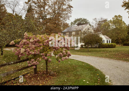 Dorset, Vermont - Oktober 1., 2019: Schöne Landschaft Nachbarschaft in der historischen Altstadt von New England Dorset an einem kalten, Herbst Tag. Stockfoto