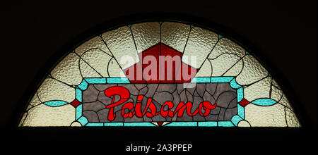 Glasmalerei im Hotel Paisano in Marfa, Texas Stockfoto