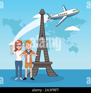 Touristen und World Travel Design Stock Vektor