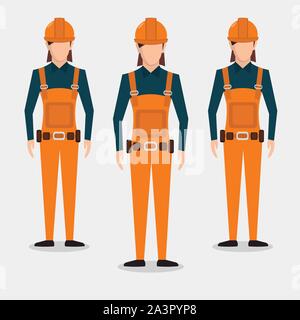 Frau Bauarbeiter Vector Illustration Stock Vektor