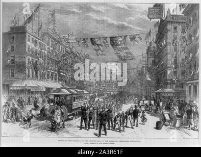 Street in Philadelphia am Eröffnungstag der amerikanischen Centennial Exhibition, 1876 Stockfoto