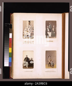 Studio Portraits von Stots-Bashi (Tokugawa Yoshinobu, letzte Shogun von Japan), der Prinz von Satsuma, ein Offizier mit seinem Assistenten und eine junge Frau in Braut Kleidung Stockfoto