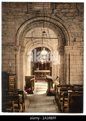 Studland Kirche, Interieur, Swanage, England Drucken. 10799. Titel von den Detroit Publishing Co., Katalog J - Ausland abschnitt, Detroit, Mich.: Detroit Publishing Company, 1905. Teil: Ansichten von England im Photochrom Print Collection. Stockfoto