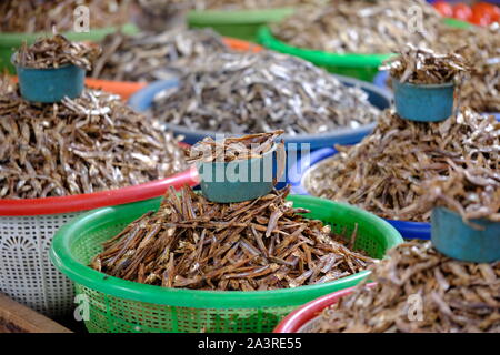 Indonesien Sumba Pasar Inpres Matawai - kleine getrocknete Fische Stockfoto